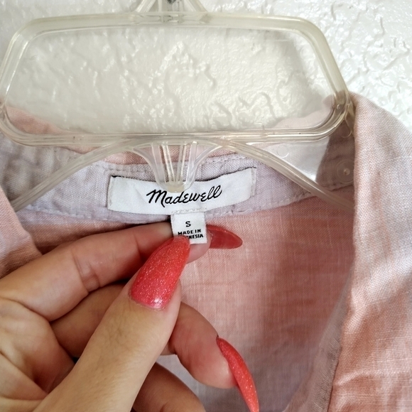 Madewell Linen Beachside Shirt in Ombré Stripe sz S - Picture 5 of 9